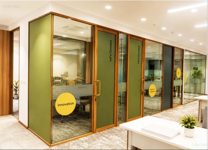 Single Glaze aluminium stile door for office glass partition system