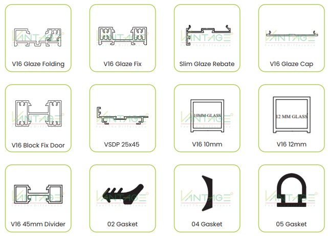 V16 Slim Glaze glass partition with slim aluminium profile for office