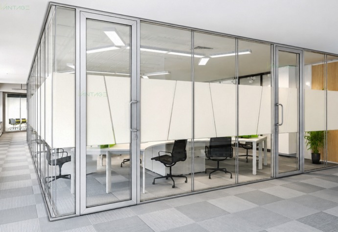Double Glaze aluminium stile door with glass for modern office partition