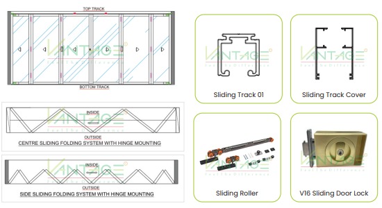 Sliding folding aluminium glass partition for flexible office spaces